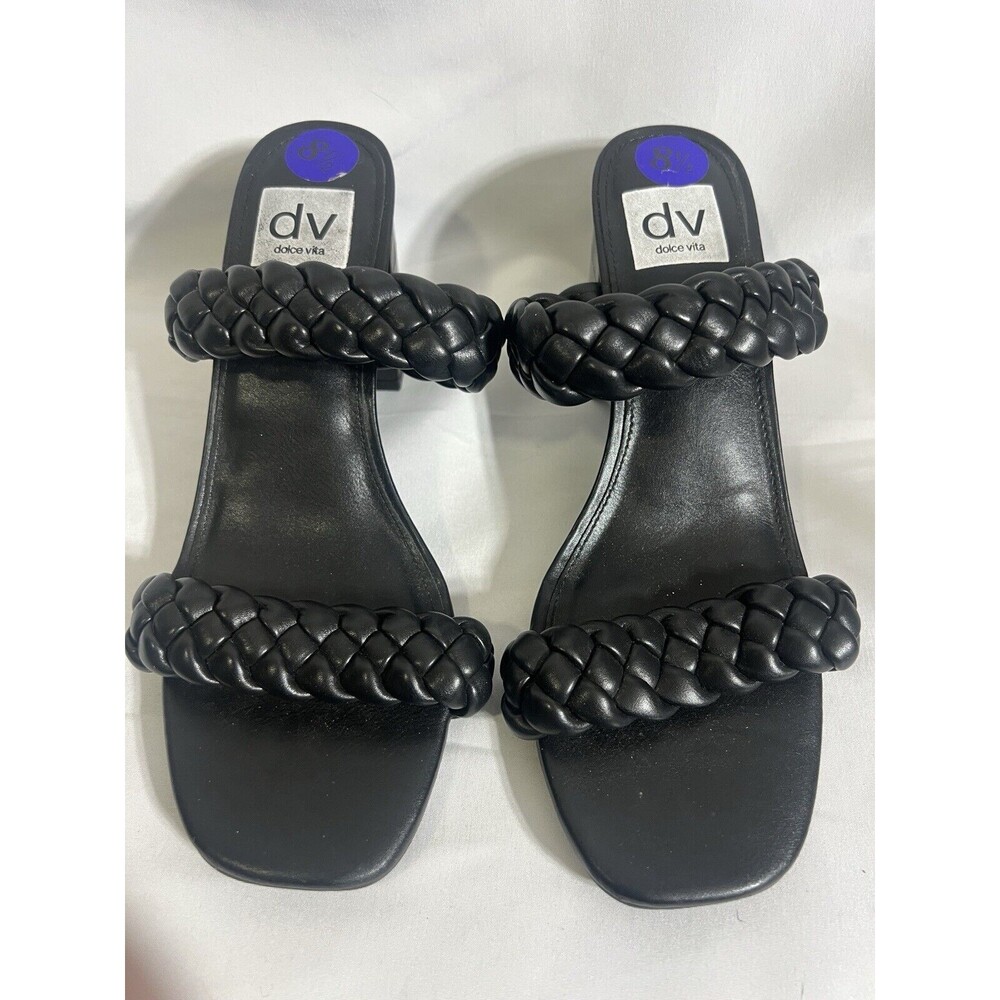DOLCE VITA Tessa Sandal Women Size 8.5 Black Faux Leather Dual Braided Straps